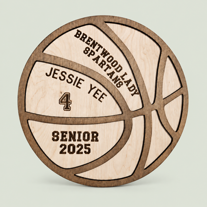 Personalized Wood Basketball Plaque, Senior Gift, Custom Basketball Banquet Senior Night Gift on soft sage