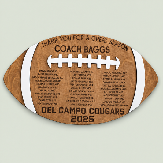 Personalized Football Coach Gift | Football Coach Appreciation Gift | Team Gift | End of Season Coach Gift | Football Team Sign on soft sage