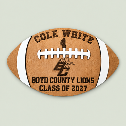 Personalized Football Player Senior Night Gift Team Plaque, Players Statistics, Customizable Football Award Wood Football 2026 Class of 2027 on soft sage