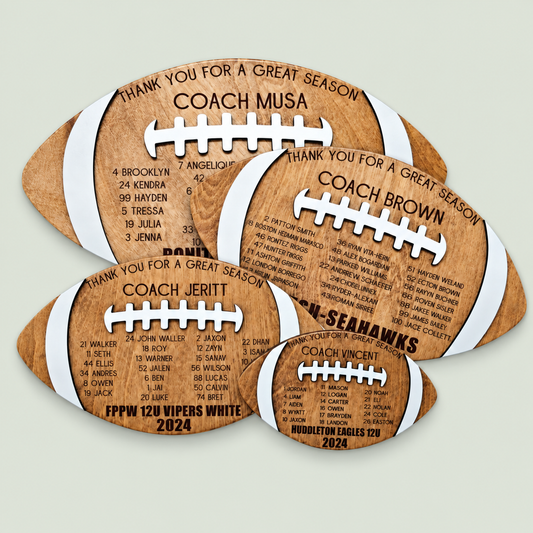 Football Coach Gift, Team Plaque, Thanks For A Great Season Coach Layered Wood Award, Team Mom Gift, Football Trophy on soft sage