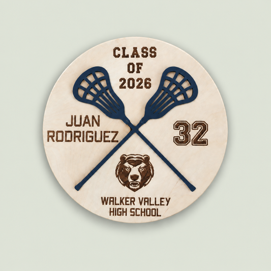 Personalized 3D Layered Wood Lacrosse Sign | Custom Senior Graduation Gift on soft sage