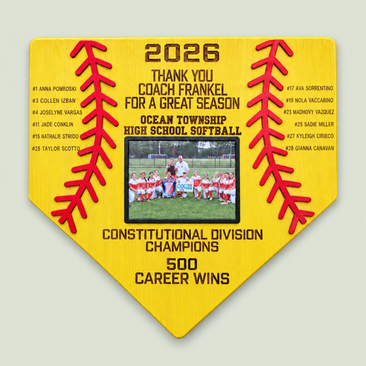 Personalized Softball Coach Gift Plaque | Team Photo Plaque with Player Names | Senior Night Softball Gift | Custom Softball Home Plate Sign on soft sage