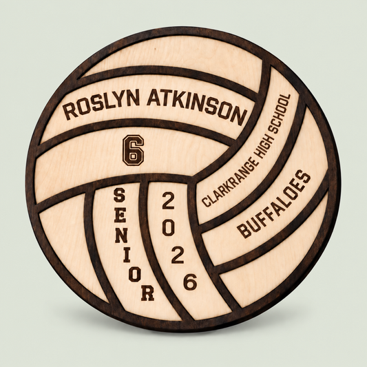 Personalized Volleyball Player Wood Sign | Senior Night Gift | Custom Engraved Volleyball Player Name Sign Class of 2026 on soft sage