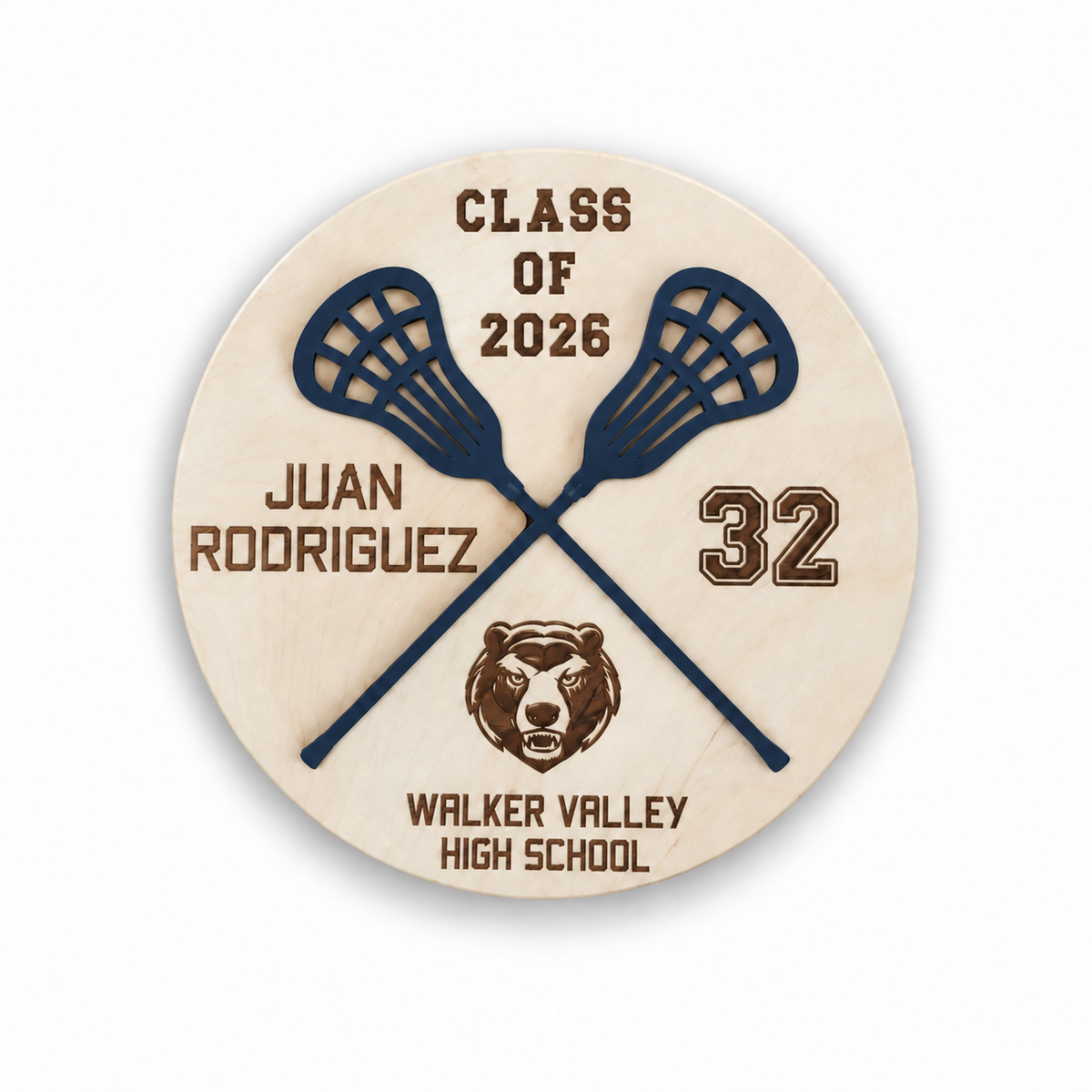 Personalized 3D Layered Wood Lacrosse Sign  on a white background
