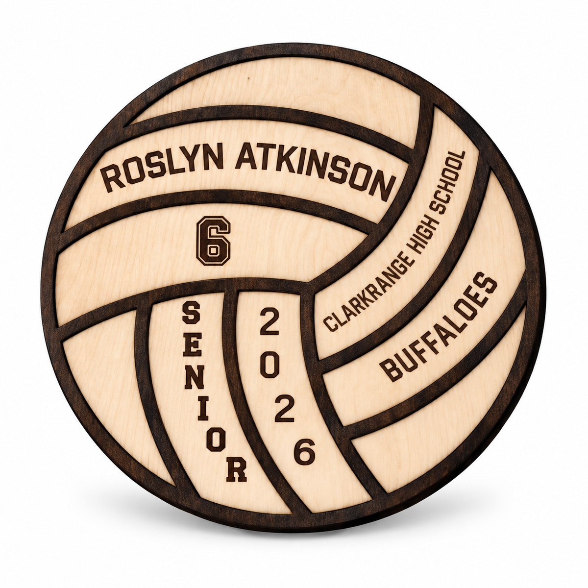 Personalized Volleyball Player Wood Sign  on a white background