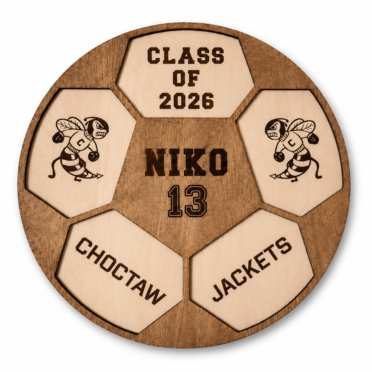 Senior Soccer Player Plaque, Personalized Soccer Player Senior Night Gift, Class of 2027 Personalized soccer team Custom Soccer Ball trophy on a white background