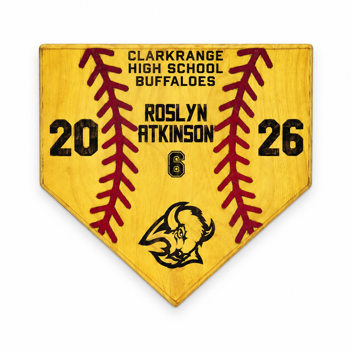 Personalized Softball Senior Night Gift, Home Plate Plaque Custom Decor on a white background