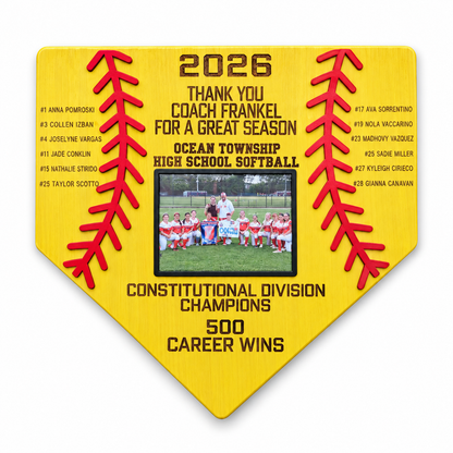 Personalized Softball Coach Gift Plaque  on a white background